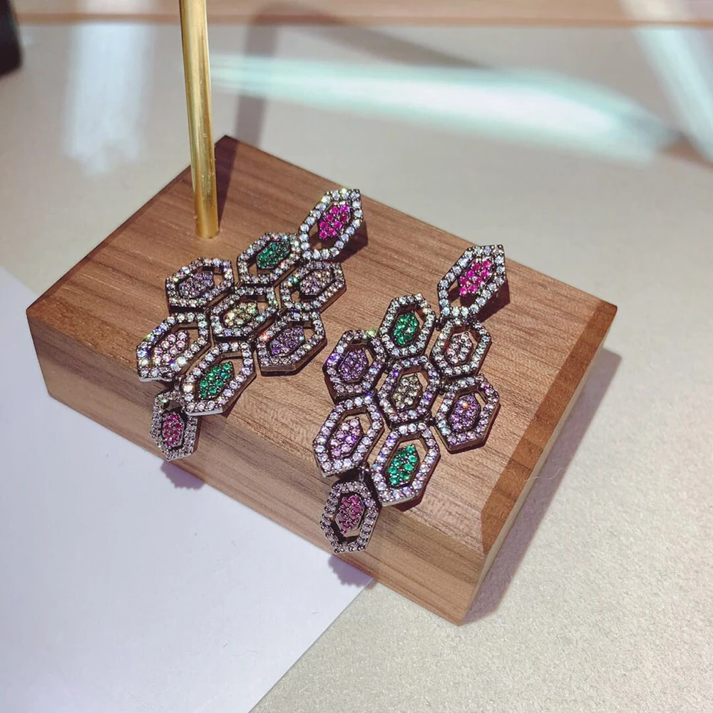 HIBRIDE Lady's Fashion Big Crystal Stud Earring AAA Cubic Zirconia Statement Earring Women Weeding Jewelry Vintage Earring E-487 - Image 3