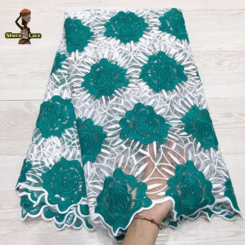 

Green color nigerian lace fabric 2019 tulle lace net embroidery french lace with stones for dresses