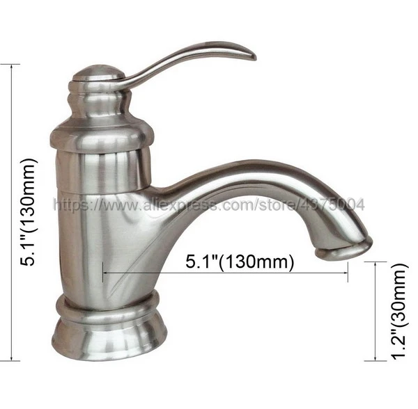 Deck Mounted Single Handle Hole Bathroom Sink Mixer Faucet Brushed Nickel Hot and Cold Water Mixer Tap Nnf008
