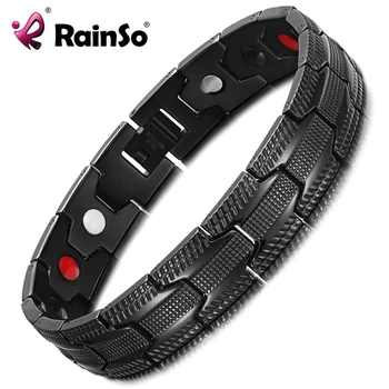 

RainSo Negative ions Magnetic Therapy Bracelet & Bangle Hologram Bio Energy Bracelets Wristband for Men