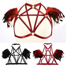 Женская Панк Готическая перо обвязка для тела бюстгальтер регулируемые топы с бюстгальтером без косточек сбруя бондаж для тела Пояс