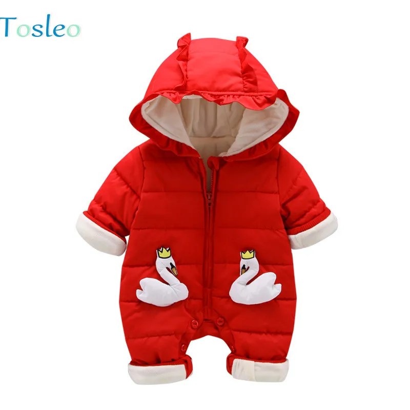 

Baby Girl Clothes Winter Cotton Inside Thick Warm Baby Rompers New Born Funny Animal Baby Overalls Chirstmas Red Baby Clothing