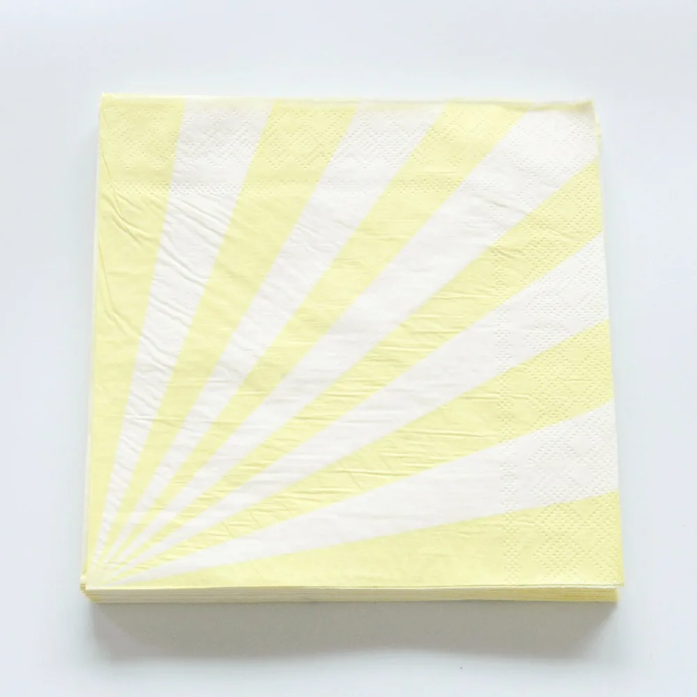 

20 pcs/lot Wedding Party Baby Shower Yellow Stripe Paper Napkins Kids Happy Birthday For Boy Girl Gift Party Decoration Supplies