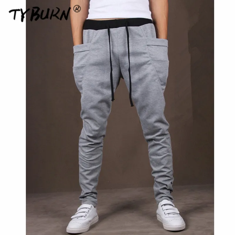 

TYBURN Streetwear Joggers Loose Trousers Men Pocket Pants Casual Fitness Track Harem Summer Pants Men Clothing Pantalones