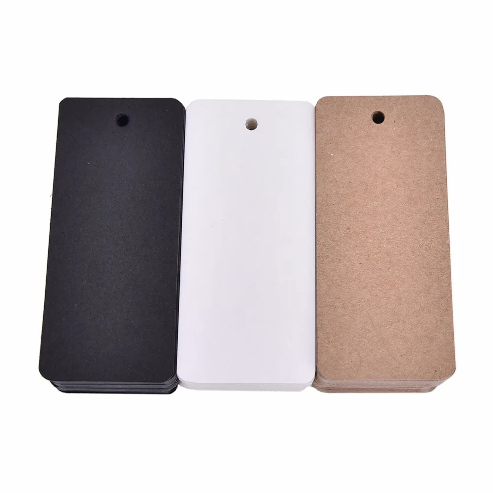 

50pcs/lot Brown White Black Color 4*9cm Vintage DIY Blank Kraft Paper Gift Tags Wedding Favors For Gift Card Scrapbooks Signs