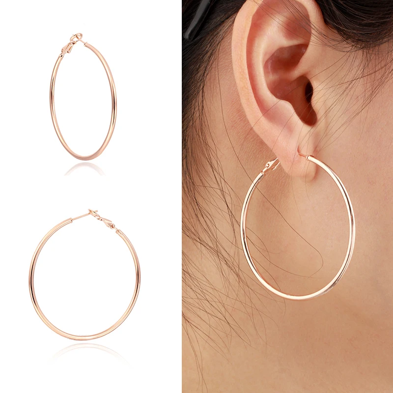 

Big Large Simple Gold Color Circle Loop Round Hoop Earrings For Women Fashion Jewelry brincos boucle d'oreille Bijoux Femme 5cm