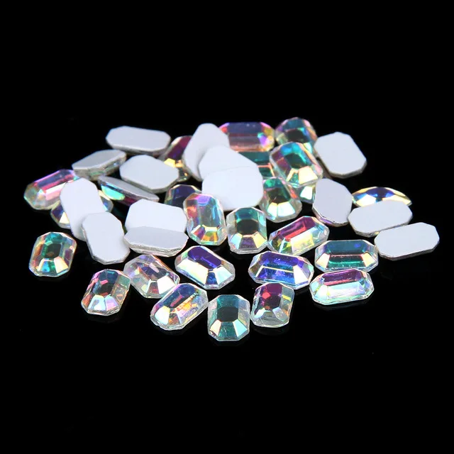 

20PCS Non hot fix Flat back Crystal AB strass Octagona Rhinestones Diamond Glue on beads for wedding Dress Nail art Decorations