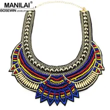 MANILAI Fashion Hand Made Ethnic Choker Necklace Bib Collares Multicolor Beads Boho Statement Jewelry Women Accessories 2017