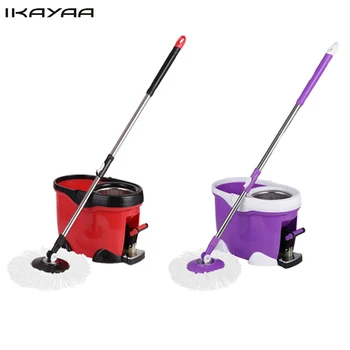 

iKayaa Hands-free Stainless Steel Rolling Spin Mop Bucket Set Foot Pedal Rotating Self-Wring Floor Mop For Home FR Stock