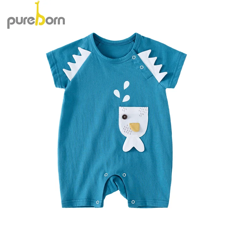 

Pureborn Summer Baby Clothes Short Sleeve Baby Boys And Girls Clothes Cotton Cartoon Novel Playsuit Toddler Jumpsuit