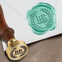 Персонализированные 2-начальная монограмма пользовательские Воск печать штамп " die-#3354 раз в римском стиле монограмма с датой и венок