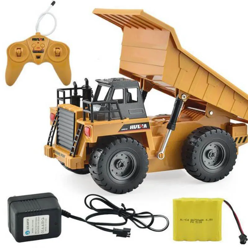 

Dump Truck Charging Car 1540 RC Truck 2.4G 6 Channel Remote Control 540 Metal Dump Truck 4 Wheel Realistic Machine toys