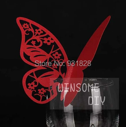 bar cocktail glass markers place card butterfly table cards wedding