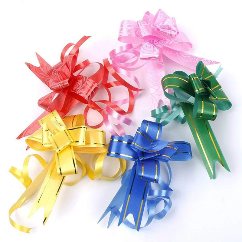 

50PCS Christmas Handmade DIY Pre Tied Satin Ribbon Gift Package Bow Wedding Scrapbooking Embellishment Crafts Accessories