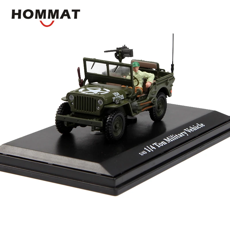 Hommate 1/43 1/4 тонн военный автомобиль Willys Jeep MB модель автомобиля сплав моделирование литые игрушечные машинки 1:43 модель автомобиля подарок автомобили - Color: Army Green