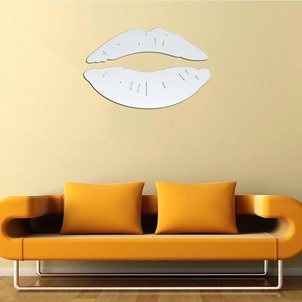 Pegatinas de espejo de pared de labios de la mañana moderna calcomanías de arte del dormitorio decoración del hogar