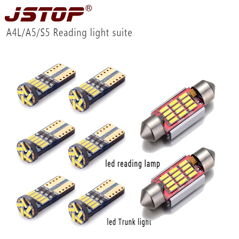 

JSTOP 8piece/set A4L A5 S5 led reading light canbus W5W 12V festoon bulbs c5w reading lamp 36mm 4014SMD led car T10 Trunk light