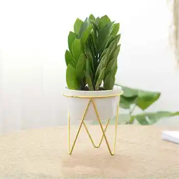 

Nordic Ins Chic Storage Jars with Gold Black Frame Pencil Holder Ceramic Floral Machine Flower Vase Storage Jar No Green Plants