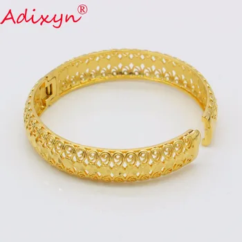 

Adixyn Dubai (Can Open) Bangle for Women/Girls Gold Color African Middle East Bracelet Jewelry Gifts N072411