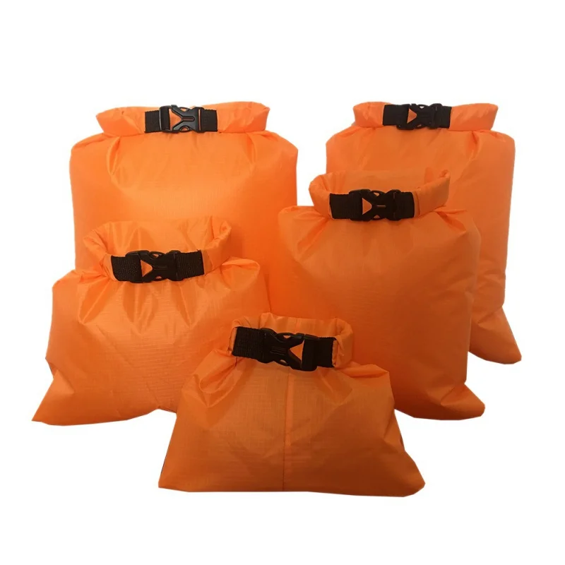 5 шт./компл. покрытием водонепроницаемый сохраняющий сухость Чехол-сумка для хранения чехол силиконовая ткань давления рафтинг каноэ гребля на сухой мешок 1,5/2,5/3,5/4,5/6L - Цвет: orange