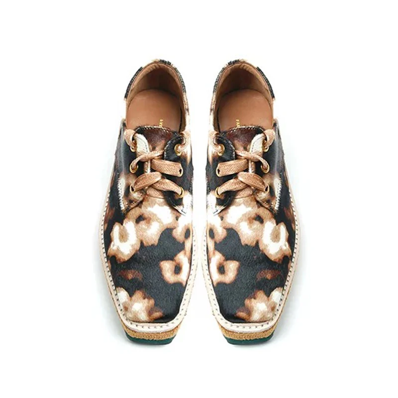 Ugi Véritable Derbies Blanc apricot Creepers Pour Chaussures Printemps Cuir Femmes Automne Plate Dames En Camouflage forme pfpwrq7S