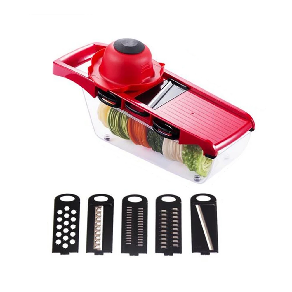 Multi function 5 in 1 Plastic Vegetable Fruit Slicers Cutter Adjustable