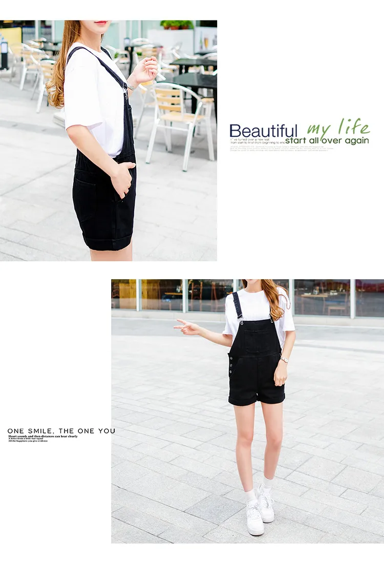 2018 summer large size women's black thin strap shorts fat mm cuff loose Korean plate stretch denim shorts (7)