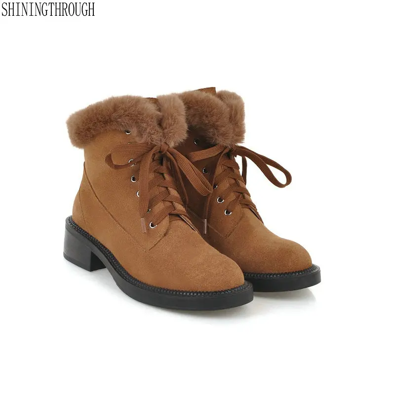 

New Women Ankle Boots genuine Leather high Heels lace up snow boots woman High Quality Winter Shoes Woman Ladies Short Boots