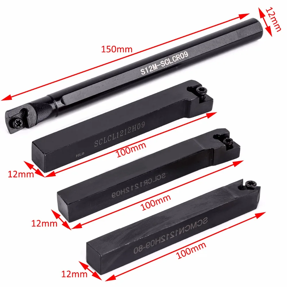10 шт. твердосплавные вставки+ гаечный ключ с S12M-SCLCR09+ SCMCN/SCLCR/SCLCL1212H09 держатель инструмента для токарного станка токарный инструмент