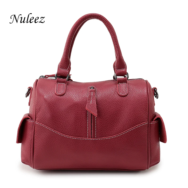 Bolsa de Couro Nuleez Genuíno Feminina Moda Bolsas Organizador Senhoras Luxo Ombro Crossbody Legal Macio 1228