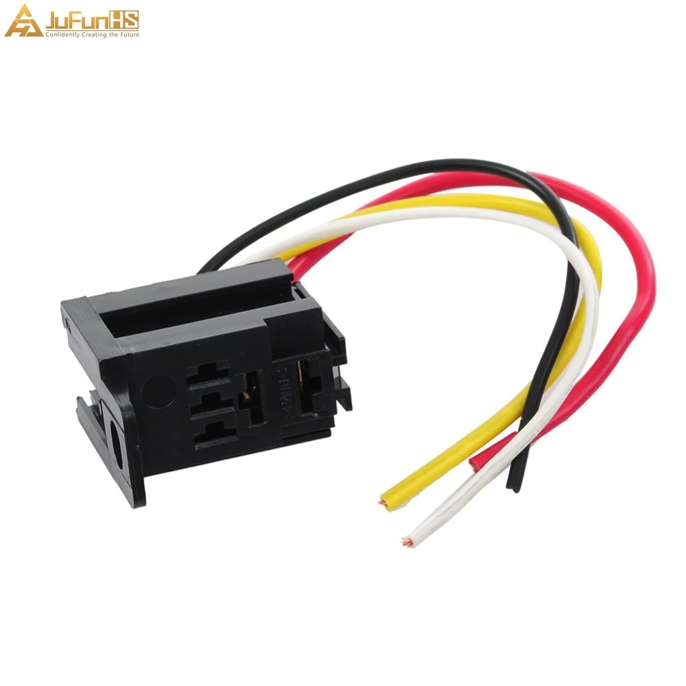 ESUPPORT 5Pcs Universal Black 30A 12V DC SPST Relay Kit Socket Plug Wire Pump Light Horn 4P Car Truck