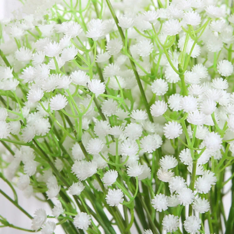 Hot Selling Artificial 11 Pieces White Babies Breath Flowers Fake Gypsophila DIY Floral Bouquets Arrangement Wedding Home Decor
