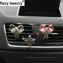 Туманно красоты ручной работы со стразами и бантом Кристалл кисточки автомобиля духи Освежители воздуха автомобильной кондиционер украшения автомобиль-Стайлинг