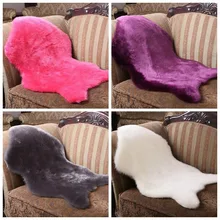 Tapis en peau de mouton Doux Poilu Tapis Chaise Siège De Couverture Pad Plaine Peau De Fourrure Plaine Moelleux Tapis Lavable Chambre Faux Tapis