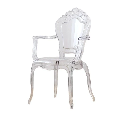 Sillón de comedor transparente de princesa de estilo europeo, silla de banquete de plástico de ocio creativo, café de acrílico de cristal