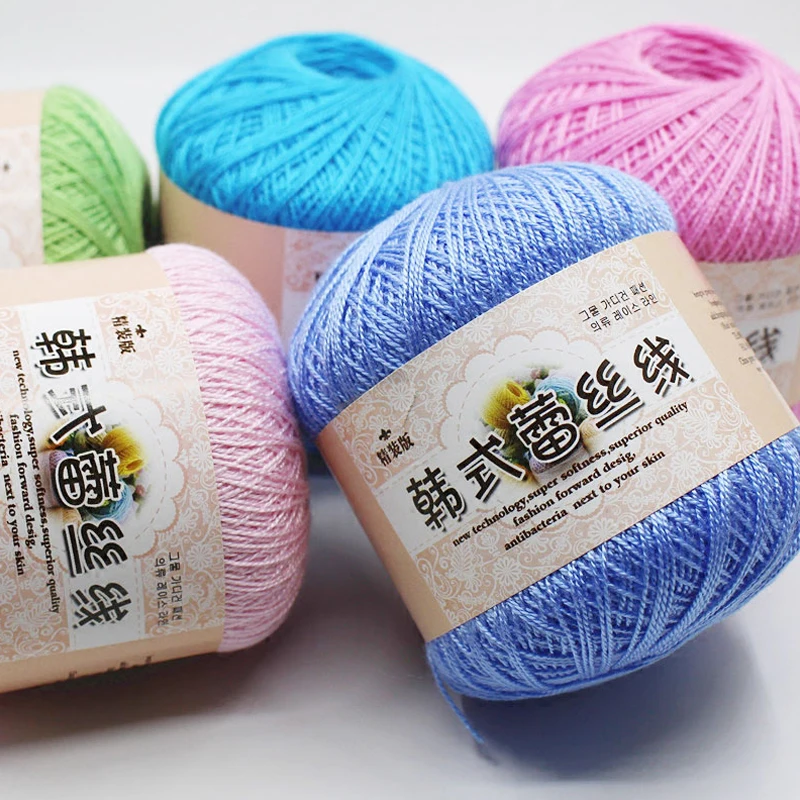 50g/ball Crochet Cotton Yarn 2 ply Middle Thin 0.8mm Lace Cotton Yarn Hand-knitting Yarn Machine Knitting Crochet Threads