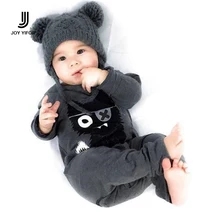 Новый 2016 мода детская одежда мальчика с длинным рукавом baby rompers новорожденных хлопок девочка одежда комбинезон детская одежда кошка