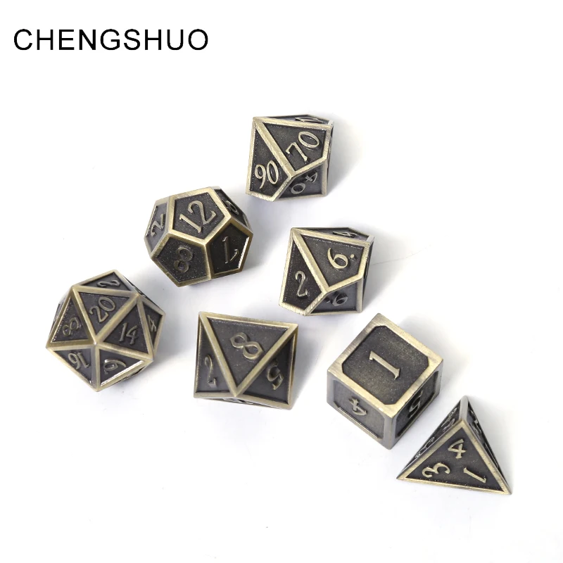 

Chengshuo rpg dice metal dnd sets dungeons and dragons polyhedral 7pcs Zinc alloy dice bronze table games digital d20 12 10 8 6