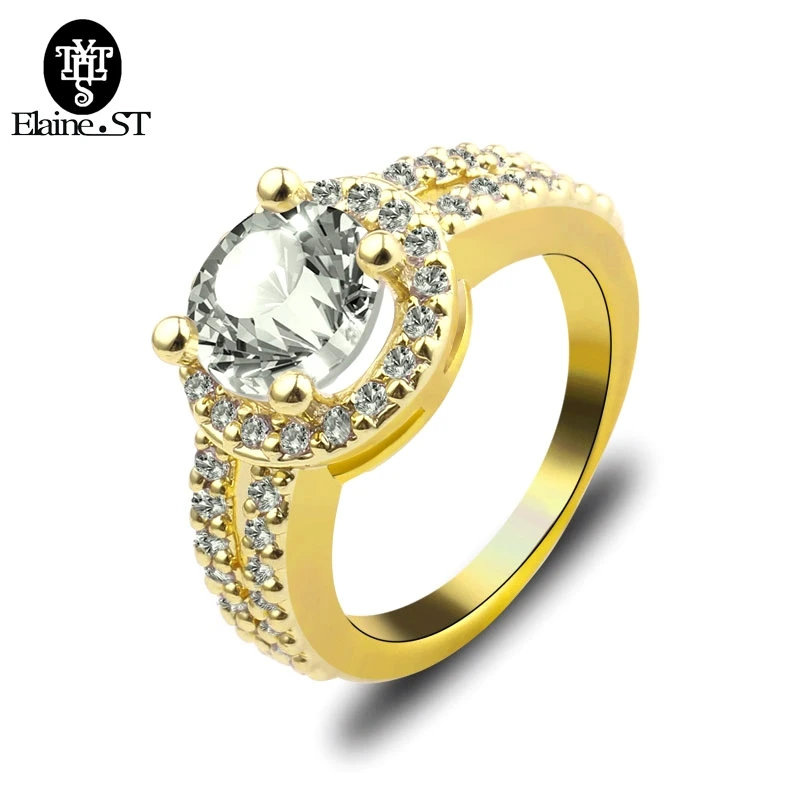 

Beauty Double Fair Engagement Wedding Rings Gold Color Ring Gift Jewelry For Woman Wholesale Party Accessory Factory Direct