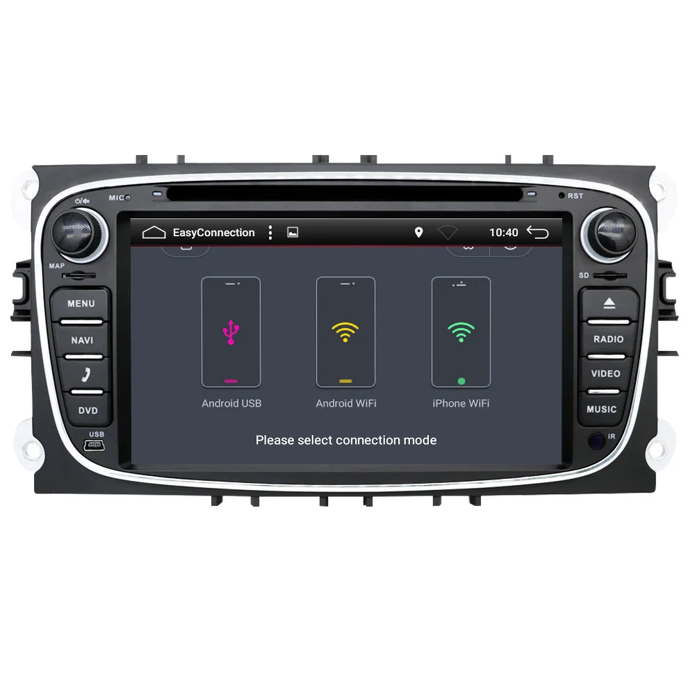 Cheap Eunavi 2 din Android 8.1 Octa Core Car DVD Player GPS Navi for Ford Focus Galaxy with Audio Radio Stereo wifi Head Unit 1024*600 4
