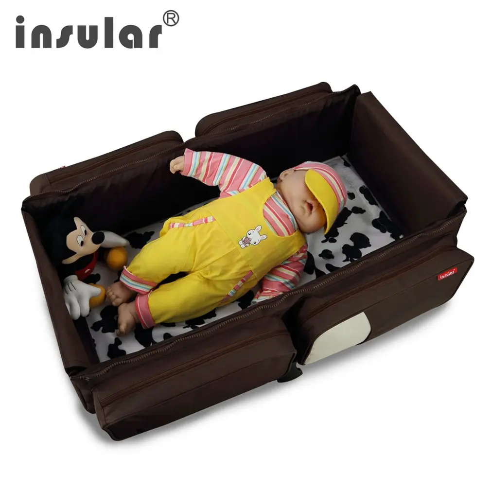 

INSULAR Large Capacity Multifunctional Travel Mummy Bag 600D Nylon Washable Portable Baby Bed Flat For Easy Diaper Storage Combo