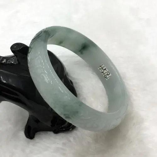 

02119 China Hand-carved Green Emerald Green Jadeite Jade Bracelet Bangle