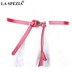LA SPEZIA Real Leather Belt Women Thin Red Knot Belt For Dress Ladies Genuine Leather Cowhide Female Fashion Wrap Elegant Belt LA SPEZIA Real Leather Belt Women Thin Red Knot Belt For Dress Ladies Genuine Leather Cowhide Female Fashion Wrap Elegant Belt