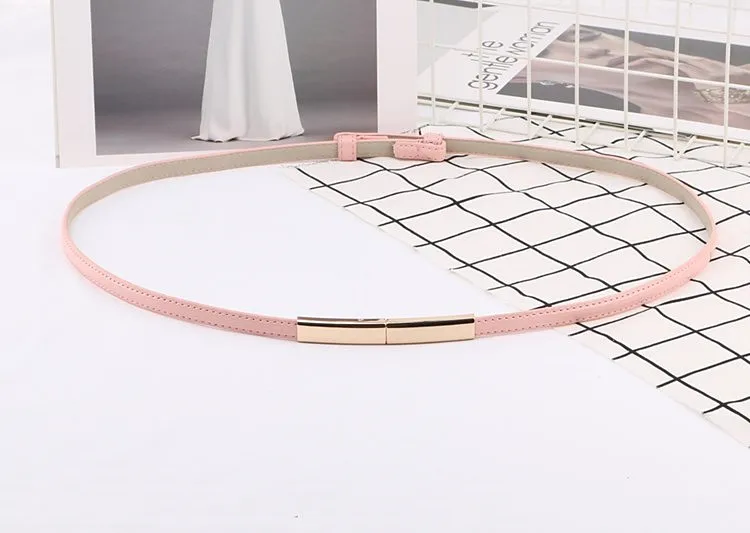 pink Простой Дикий Леди тонкий ремень из лакированной кожи Модный корейский декоративный пояс женский с платьем цепь талии feminino cinturones - Цвет: pink