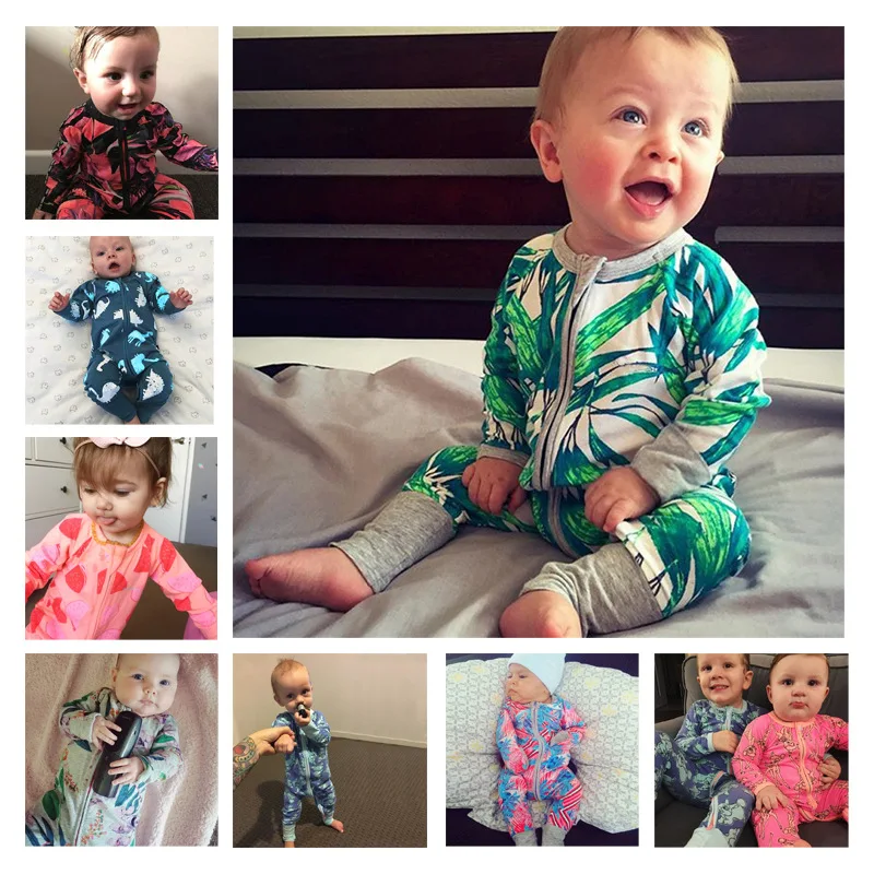 

Laleben 2019 Spring and Autumn New Leisure Colorful Baby Clothes Cotton O-neck Zipper Long Sleeve Floral Baby Jumpsuit