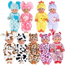 

Fit 18 inch 43cm Doll Clothes Accessories Born New Baby Rabbit Cow Animal Clothes For Baby Festival Gift