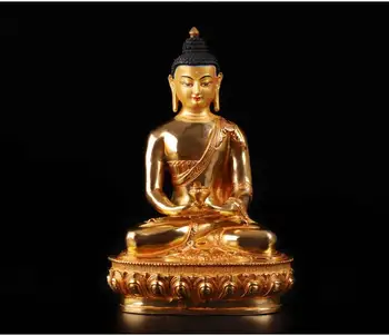 

Special Offer 20CM HOME family efficacious Talisman # Buddhism full Gilding Gold-plated Amitabha merciful Buddha statue