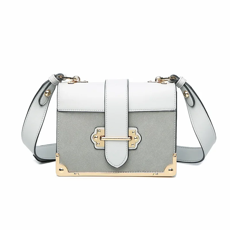 

2018 new matte leather square bag fashion solid color shoulder Messenger bag women's.