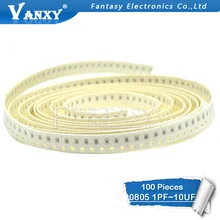 100 шт. 0805 с алюминиевой крышкой, 50В SMD толстая пленка Бескорпусные Многослойные Керамика конденсатор с алюминиевой крышкой, 1pF-47uF 10NF 100NF 1 мкФ 2,2 мкФ 4,7 мкФ 10 мкФ 1PF 6PF