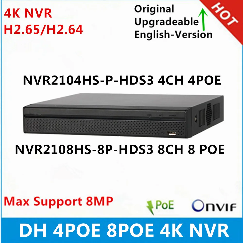 

Dahua 4K NVR2104HS-P-S2 4CH 4Poe NVR2108HS-8P-HDS3 8CH 8 Poe Ports 1U Network Video Recorder max support 8MP resolution